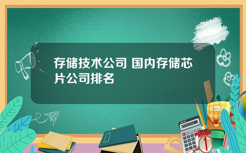 存储技术公司 国内存储芯片公司排名